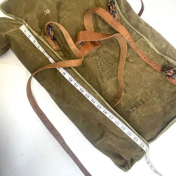Vtg Woods Canoe Bag Canvas w Leather Straps Canada Made Backpack Sack Duluth Bag - Picture 6 of 16